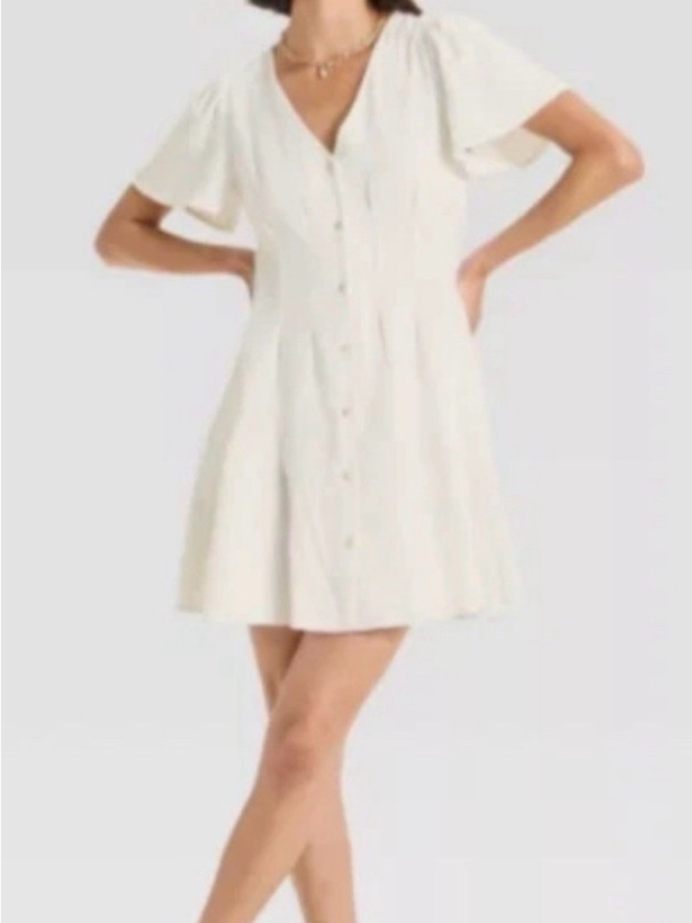 Universal Thread White Button-Front Mini Dress